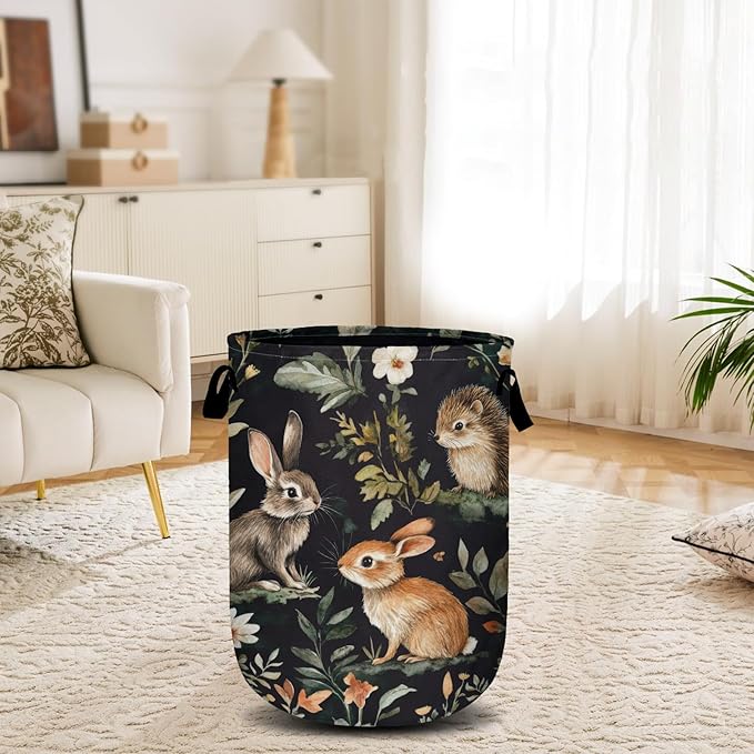 Cute Animal Laundry Basket, Laundry Hamper Collapsible Oxford Cloth with Handle Clothes Toy Storage Bin for Bathroom Laundry Room Bedroom 15.7 X 20 Inch