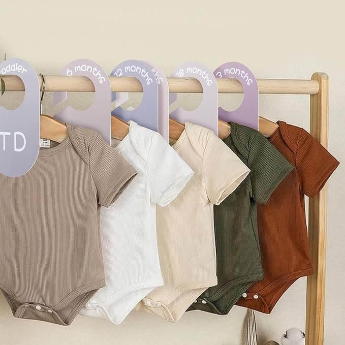 Baby Closet Dividers for Clothes Organizer - Set of 8 Double-Sided Clothes Size Dividers from Newborn to Toddler for Daily Gender Neutral Baby Nursery Decor