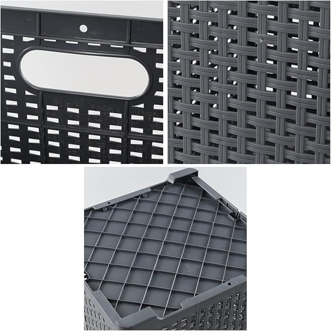 40 L Plastic Collapsible Laundry Hamper, Plastic Dirty Clothes Basket, Gray, Pack of 2