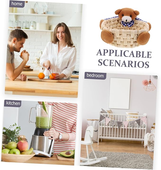 Sundries Woven Storage Basket Handwoven Decorative Container for Organizing Snacks Toys and Items Stylish and Corn Bran Material for Home Nursery Use