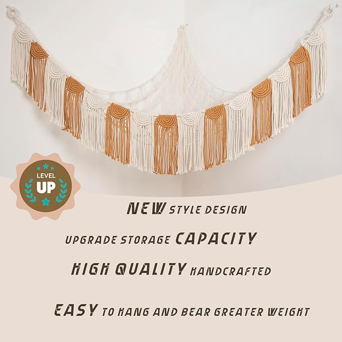 Stuffed Animal Hammock Hanging Net Organizer for Children's Room Stuffed Animal Toy Hammock for Teddy net Corner Hanging Toy Net for Bedroom