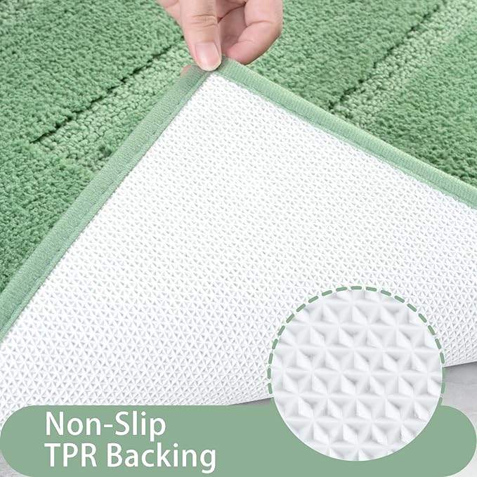 HOMORE Sage Green Bathroom Rug 24x36 Inch Soft Absorbent Microfiber Bathroom Runner Rug, Washable Bath Runners Rugs for Bathrooms Non Slip Bath Rugs for Shower Tub