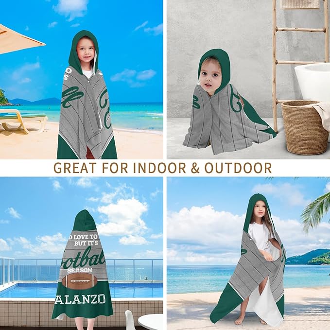 Hooded Towel Kids Football Season Bath Towels with Hood Microfiber Kids Beach Towels Baby Pool Beach Towel for Boy Girls