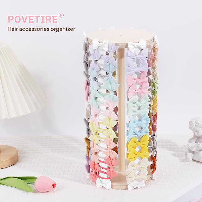 POVETIRE Hair Bow Holder for Girls, White Hair Clip Organizer, Hairbow Organizers Rack Display Decors Baby Nursery Toddler Girls Room