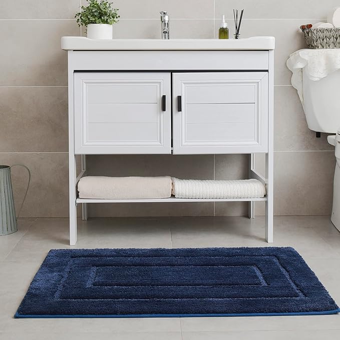 GRANNY SAYS Bathroom Rugs Sets 2 Piece,Soft Bath Mats for Bath, Bathroom Rugs Non Slip Washable, Absorbent Bath Rug for Tub,Shower and Toilet, Bath Mat Set (Blue, 20" x 32" + 16" x 24")