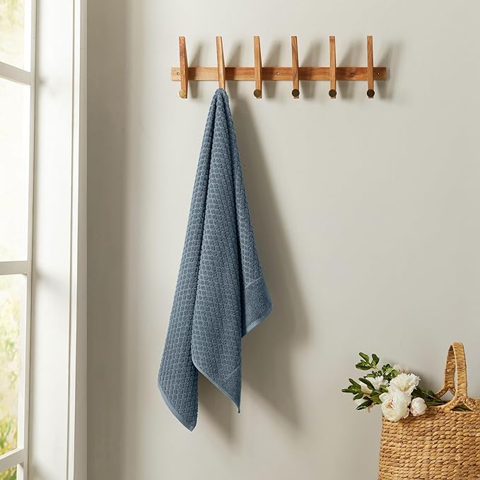 Great Bay Home Blue Bath Towel - 100% Cotton - Absorbent, Durable, Quick-Dry Towels for Bathroom (Blue, 54" x 27")