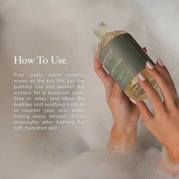 Deep Steep Lavender Chamomile Bubble Bath for Women, Hypoallergenic, Clinically Tested, Clean Formula for Sensitive Skin, Sulfate-Free, 17 fl oz Bottle, Essential Bath Accessories