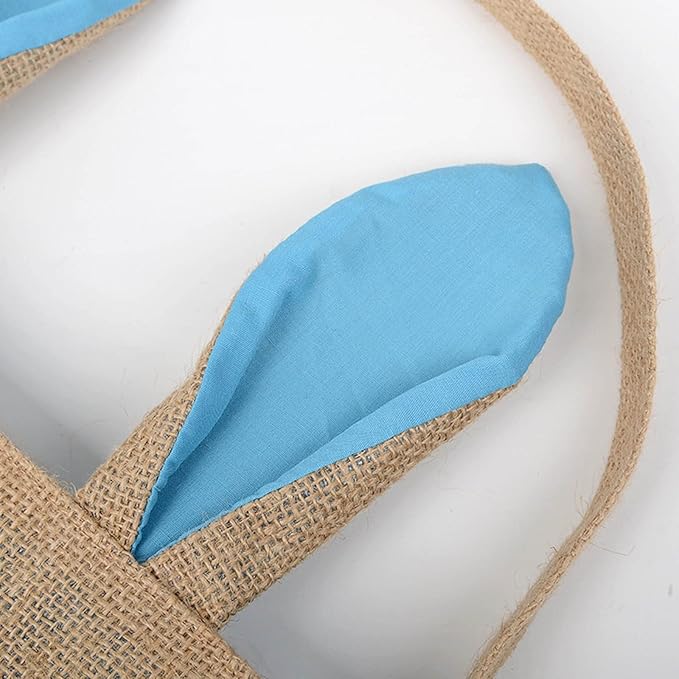 Easter Storage Bins Foldable Bottom Portable Rabbit Easter Basket Portable Cloth Bag Rabbit Bag Cylinder Gift Tote Zip Closet(Sky Blue)