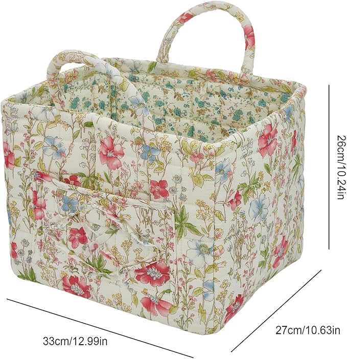 Boho Fabric Storage Basket, Large Capacity Laundry Basket, 12.2'' x 10.23'' x 10.23'' Collapsible Laundry Hamper with Easy Carry Handles (D Multi-Color 1, L)