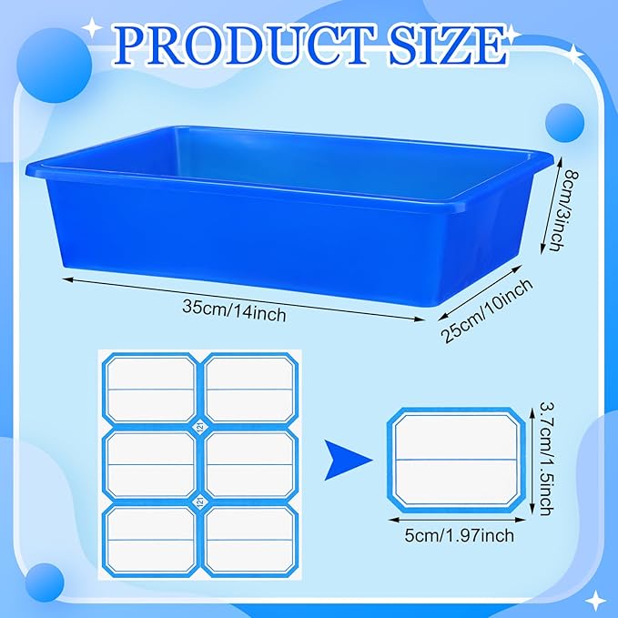 Hoolerry 24 Pcs Plastic Cubby Storage Bins Classroom Cubby Organization with Self Adhesive Labels Bin Small Stackable Storage Containers Toy Book Box for School(14 x 10 x 3 Inch,Colorful)