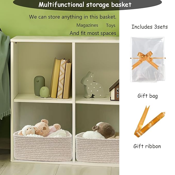 COMFY-HOMI 11.5"x7.5"x4.7" Storage Baskets for Organizing | Cotton Rope Woven Basket | Toy Storage Bin Box | Basket for Shelves, Closet Organizer Bin, Decorative Closet Shelf, 1 Pack all brown