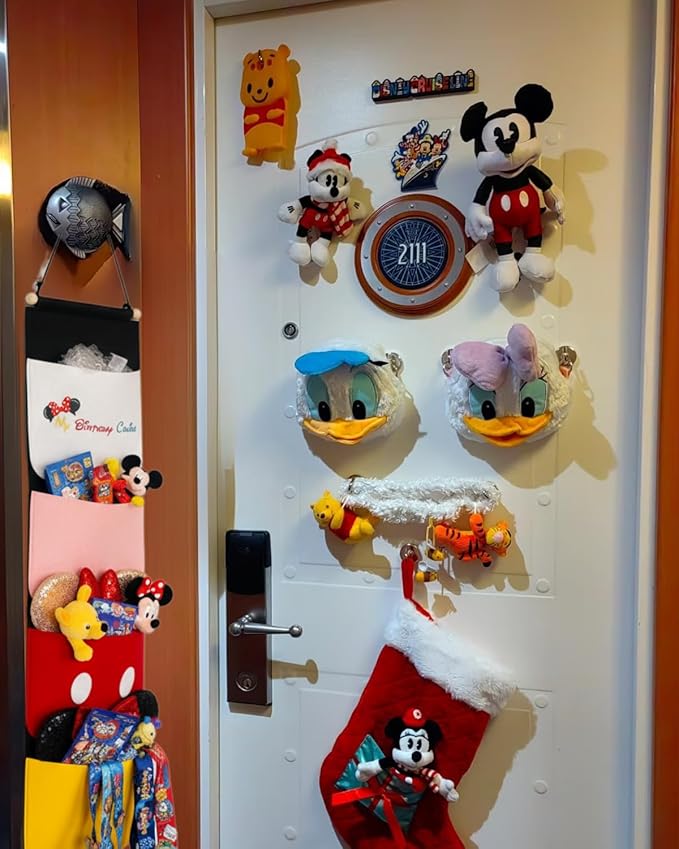 Fish Extender for Disney Cruise Door, 4 Pocket Felt Hanging Organizer for Fish Extender Gift Exchange, HTV-Friendly Personalized Door Mail Bag (Birthday Themed)
