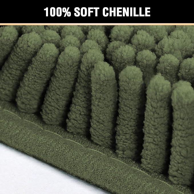 H.VERSAILTEX Bath Mats for Bathroom Non Slip Luxury Chenille Ultra Soft Bath Rugs 24x36 Absorbent Non Skid Shaggy Rugs Washable Dry Fast Plush Area Carpet Mats for Indoor, Bath Room, Tub - Loden