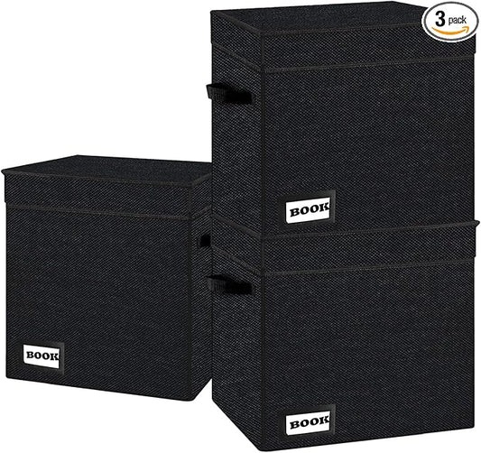 3 Pack Collection Comic Book Storage Boxes, Protector Organizer 11.8" X 9.8" X 7.8" Collapsible Short Box Holds 160-180 Comic Book Heavy Duty Bin Container Holder Shelf