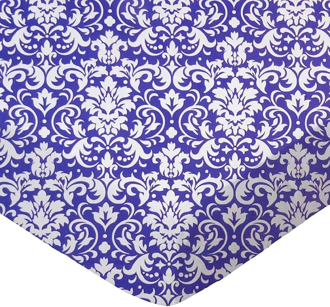 SheetWorld Baby Fitted Bassinet Sheet 15 x 33 inches, 100% Cotton Woven Sheet, Unisex Boy Girl, Purple Damask, Made in USA