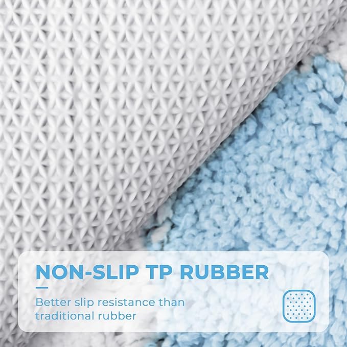 GRANNY SAYS Checkered Blue Bathroom Rugs, 24" x 16", Non-Slip Bath Mats for Bathroom, Plush Shag Absorbent Microfiber Ultra Soft Bath Mat, Cute Washable Rug for Tub, Shower, Bedroom