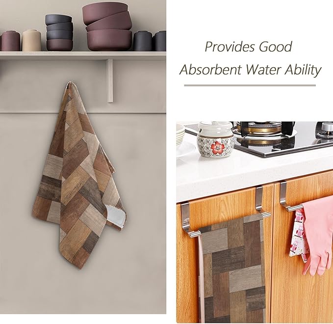 2 Pcs Rustic Brown Grey Barn Hand Towels for Bathroom,Soft Absorbent Decorative Rectangular Parquet Wooden Print Dish Towels for Kitchen,Quick Dry Bathroom Towels for Bath,Face,Shower 14"x28"