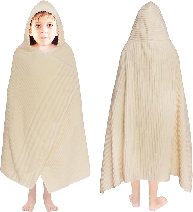 ORIGINAL KIDS Hooded Bath Towel Wrap - 100% Super Zero Twist Cotton - Large Oversized Hooded Kids Towel - Toddler Shower Pool Beach - Super Soft Absorbent Quick Dry - 30 x 52 inches - Banana Milkshake