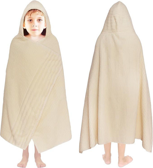 ORIGINAL KIDS Hooded Bath Towel Wrap - 100% Super Zero Twist Cotton - Large Oversized Hooded Kids Towel - Toddler Shower Pool Beach - Super Soft Absorbent Quick Dry - 30 x 52 inches - Banana Milkshake