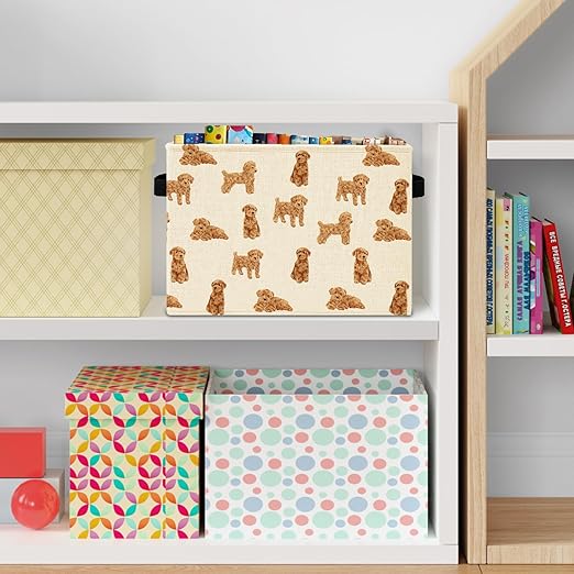 Poodle Dog Storage Bins Box with Handles, Gifts for Poodle Lovers, Cute Puppy Dog Laundry Basket Hamper Collapsible Clothes Toys Organizer for Nursery Bedroom Bathroom Home