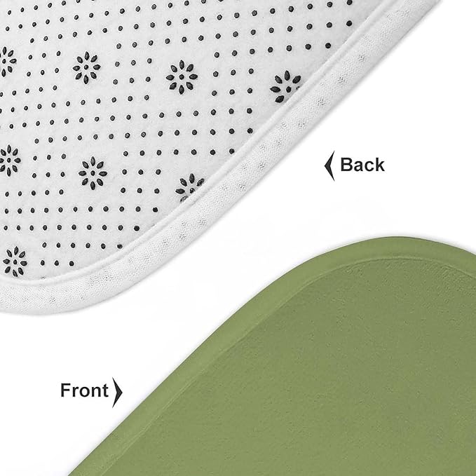 3 Pieces Bath Rug Sets, Light Green Trend Color Bathroom Mat Set Non Slip U Shaped Contour Rug & Toilet Lid Cover