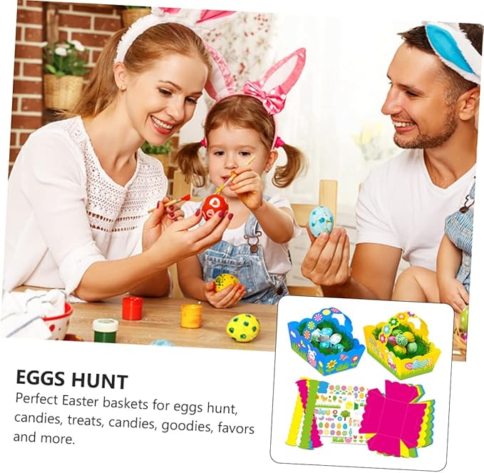 Toyvian 1set Easter Bunny Basket Hunt Baskets with Stickers for Festive Celebrations for Boys and Girls Activities and Family Gatherings Random Color