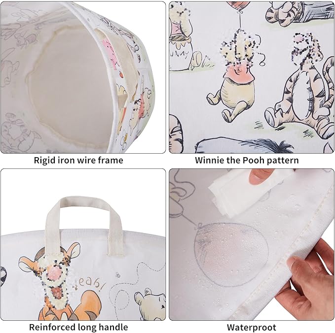 Bear Storage Basket,Nursery Large Hamper Canvas Laundry Basket Foldable With Waterproof Pe Coating,For Kids Boys And Girls, Bathroom, Bedroom, Clothes,Toy Bin