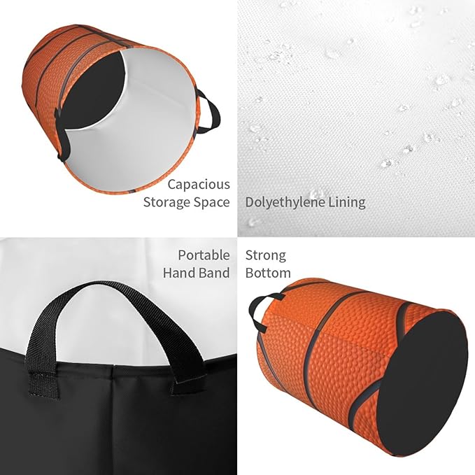 Basketball Laundry Basket Room Décor Hamper Clothes Storage Bucket Toy Organizer Foldable Waterproof Bathroom Laundry Storage Bedroom Large