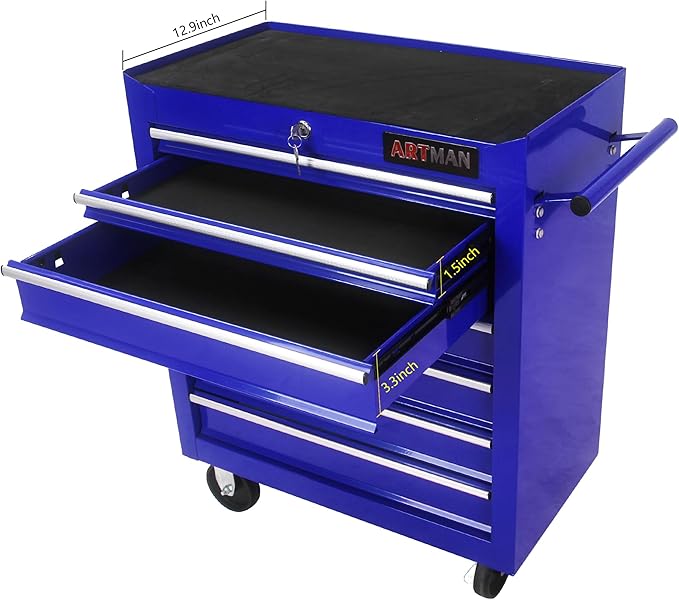 7 Drawers Rolling Tool Chest Cart ,24.2*12.9*29.9"Tool Storage Cabinet With 4 Wheels.Portable Tool Cabinet Trolley With Locking System and Drawer Liners.Tool Storage Cart for Garage,Workshop