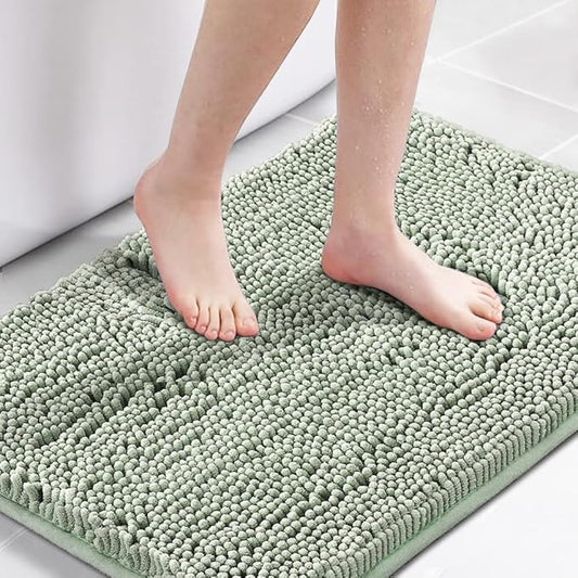 H.VERSAILTEX Microfiber Bath Rugs Chenille Floor Mat Ultra Soft Washable Bathroom Dry Fast Water Absorbent Bedroom Area Rugs, 20 x 32 - Inch, Sage