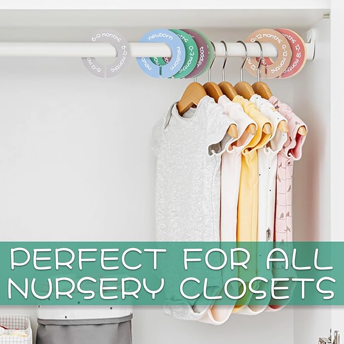 Baby Closet Dividers - Set of 8 Round Double-Sided Clothes Dividers from Newborn to Toddler, Gender-Neutral Baby Clothes Organizer