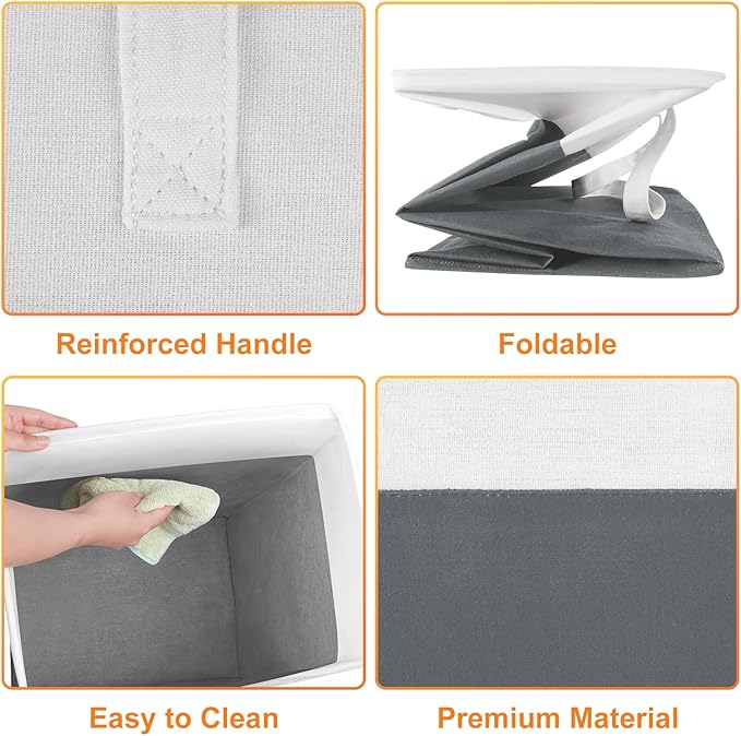 laundry basket 3-Pack, laundry hamper, Hamper with handles, collapsible laundry baskets, Waterproof dirty clothes hamper, Towel Storage for Home or Dorm, 100L-Grey