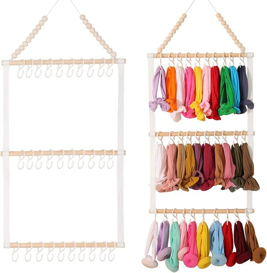 YOcity Headband Holder for Girls Baby Headband Organizer Head Bands Hair Accessories Display Organizer Wall Hanging Decor for Nursery Toddler Girl Room (White)