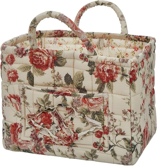 Boho Fabric Storage Basket, Large Capacity Laundry Basket, 12.2'' x 10.23'' x 10.23'' Collapsible Laundry Hamper with Easy Carry Handles (D Multi-Color 2, L)
