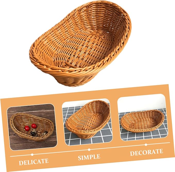 Alipis 1pc Mini Handmade Decorative Weaving Basket for Easter Activities Creative Desktop Props for Home and School Handless Rectangle Design