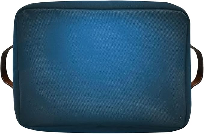 YETTASBIN Blue Solid Color Storage Basket 1pc, Large Collapsible Toys Clothes Organizer, Durable Canvas Storage Bin with Handle for Shelves Closet Laundry Home Office Decor