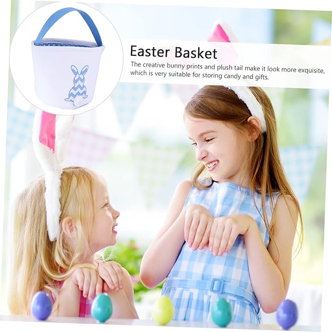 1pc Easter Bunny Basket Plush Tail for Candy Storage Cute Cloth for Easter Decoration Handheld Holder for and Daily Use Bright Design