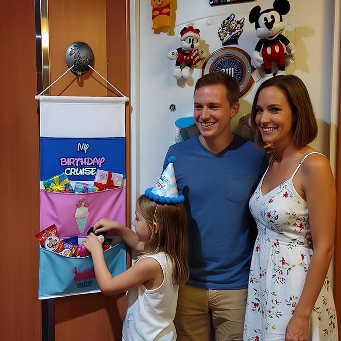 Birthday Fish Extender Hanger for Disney Cruise Gift Exchange Pixie Dust DCL Door Hanging Mail Box Bag Personalized 2025 2026 (3 pockets)