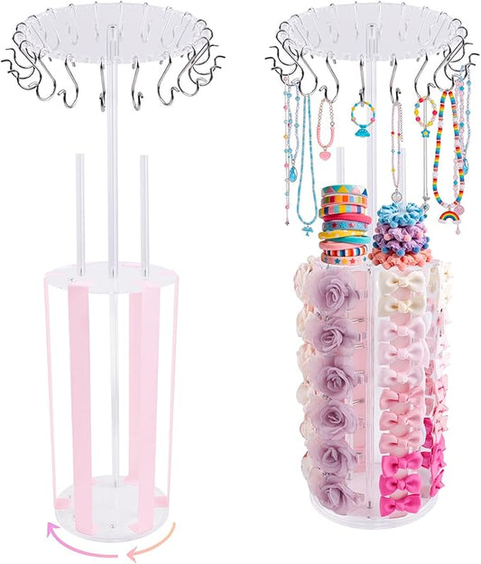Bow Holder Bow Organizer for Girls,Baby Hair Clips Storage Stand, Rotatable Hair Accessory Organizer Rack for Baby Newborn Infant Toddler Kids (snzp-18-1)