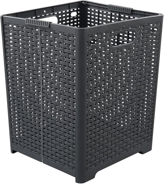Kekow 1-Pack 42 L Plastic Collapsible Laundry Basket, Gray Folding Laundry Hamper