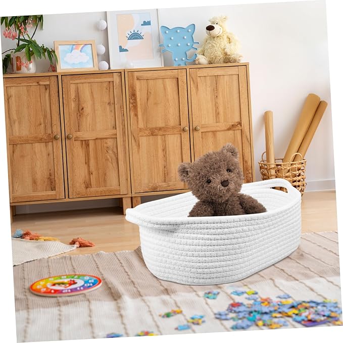 Woven Cotton Rope Storage Basket for Snacks and Toys Shape Organizer for Shower Versatile Home Cotton Efficient