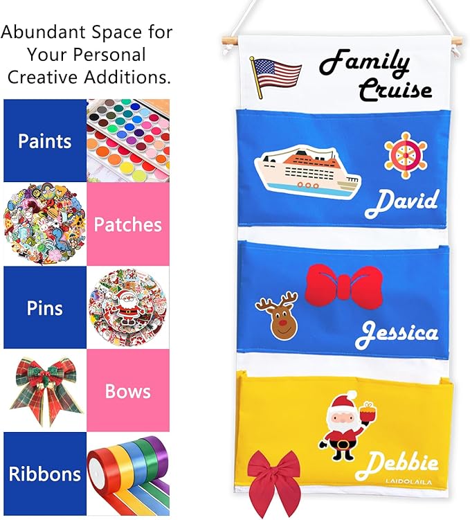 Fish Extender for Disney Cruise, 3-Pocket Hanging Organizer,Cruise Door Gift Holder，Must Have with Pixie Dust Gift Holder (2025 Edition)