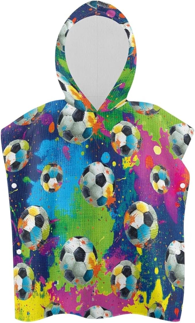 Colorful Soccer Balls Large and Absorbent Toddler Towels for Baby Boy Girl Ultra Absorbent Bathroom Beach Swim Supplies Toddlers Shower Decoration