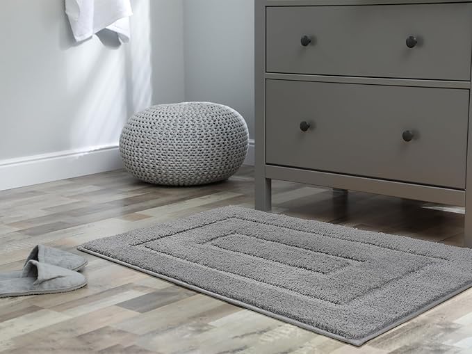HOMORE Grey Bathroom Rug 24x17 Inch Soft Absorbent Microfiber Small Bathroom Rugs, Washable Bath Rug Runner for Bathrooms Non Slip Bath Rugs for Shower Tub