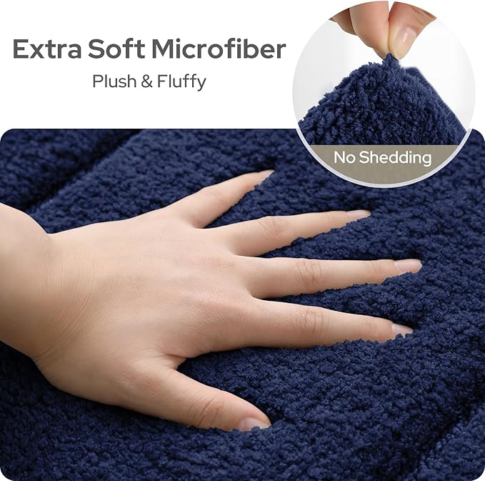 HOMEIDEAS Navy Blue Bathroom Rugs, Extra Soft and Absorbent Microfiber Plush Bath Mat with Non Slip Backing(Navy Blue)