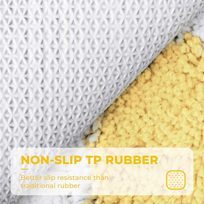 GRANNY SAYS Checkered Yellow Bathroom Rugs, 36" x 24", Non-Slip Bath Mats for Bathroom, Plush Shag Absorbent Microfiber Ultra Soft Bath Mat, Cute Washable Rug for Tub, Shower, Bedroom