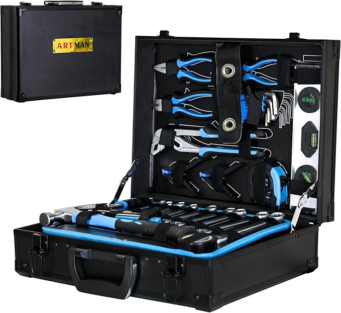 Combined Maintenance Toolset Suitcase-247 Pieces of Basic Home Mechanic Toolbox.General Machinery Tool Set.Home Mechanic Tool Kit Box for Men
