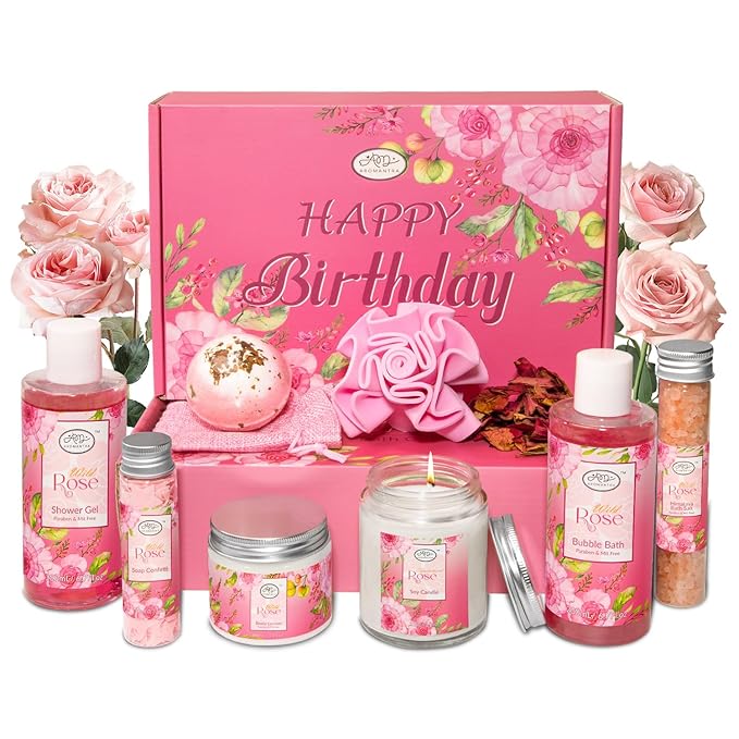 Luxury Spa Gift Set for Women, Whole Body, Bath Set, Bath Gift Set, Rose Scented, 10 Pcs, Self Care, Best Friend, Mom, Sister, Valentine's Day Gift