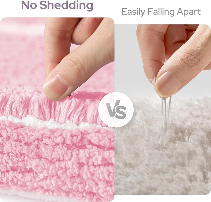 HOMEIDEAS Bathroom Rugs Sets 2 Piece, Super Soft and Absorbent Microfiber Tufted Bath Mats, Non-Slip and Machine Washable Bath Rugs(Light Pink)