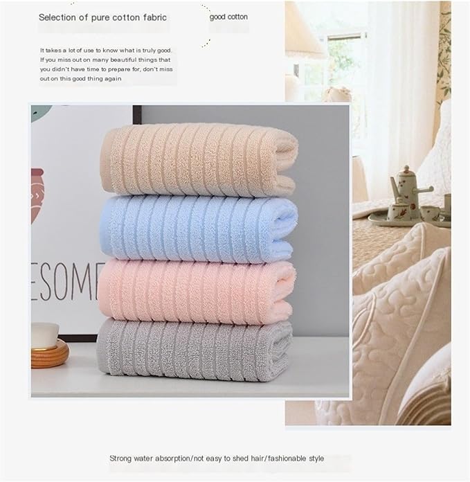 3-Piece Pure Cotton Towel Set, Thick and Soft, Absorbent for Bath and Face, Minimal Shedding, (Pink)